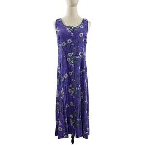 Vintage 90s BFA Classics Purple Rayon Button Front Midi Dress Women's Small